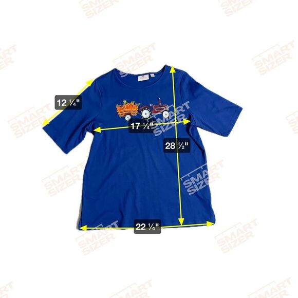 Quacker Factory Blue Embroidered Embellished Knit Fall Halloween Shirt Top Large - Picture 9 of 10